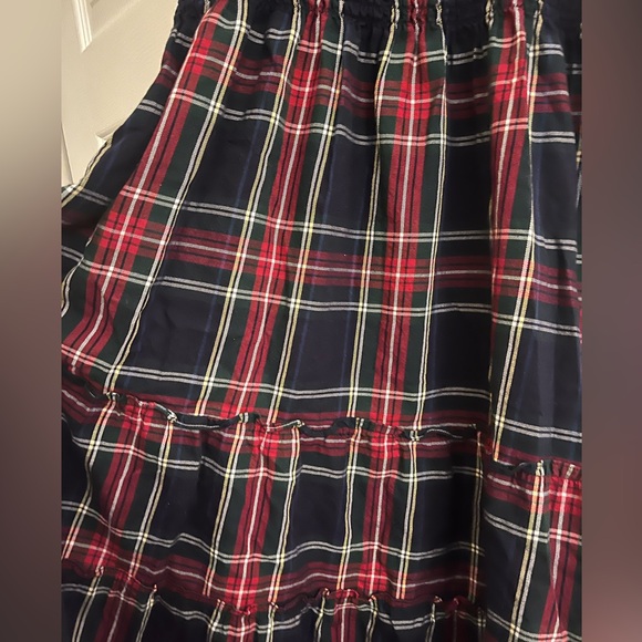 BNC Hill House The Ellie Nap Dress in Navy Tartan Plaid Midi Ruffle Dress - Picture 7 of 10